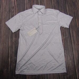 Collars & Co. Polo Shirt Mens Small White‎ Geometric Dress Collar Stretch